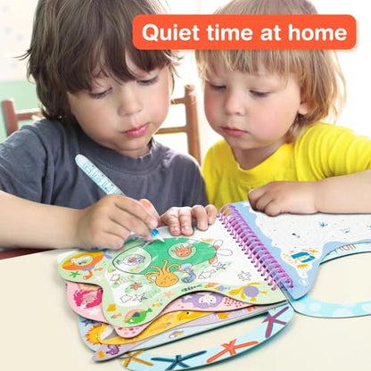 Avenir Reusable Water Coloring Book for Toddlers 3-5 – Mess-Free Paint-with-Water Travel Toy Airplane Activities Road Trip Quiet Book, Water-Reveal Activity Pad, 3-in-1 Creative Set - color: Dinosaur