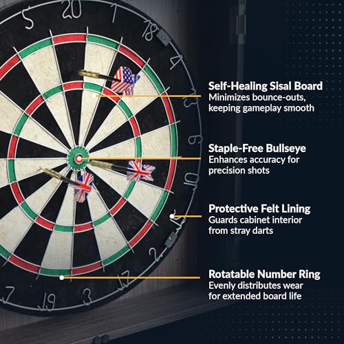 Hathaway Winchester Dartboard & Cabinet Set - color: Driftwood