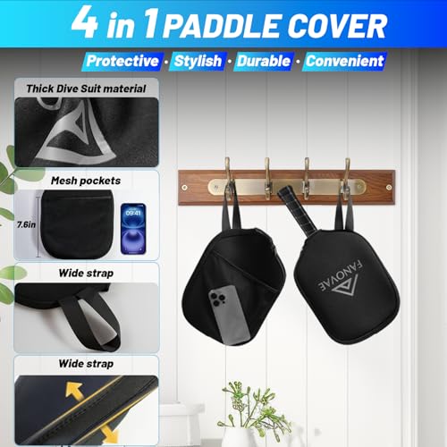 Carbon Fiber Pickleball Paddle, 3K Raw Carbon Fiber Surface, CAS, High Grit & Spin, 16MM PP Honeycomb Core, Ideal for Novice and Pro, Includes Paddle Cover&Eraser, Fanovae POWERMAX 3D