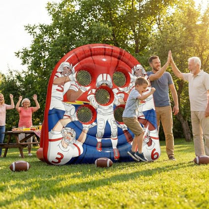6FT Giant Inflatable Football Target Toss Game - Fun Indoor & Outdoor Yard Games for Kids & Adults, Football Party Throwing Games, Carnival Games, Camping & Tailgate Lawn Activities