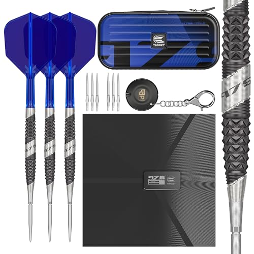 Target Darts 975 Ultra Marine 97.5% Tungsten Steel Tip Darts Set - Swiss Point Darts with K-Flex Integrated Flight and Shaft – Includes Dart Takoma Wallet, SP Tool, Dart Tips - size: 22G, style: Barrel 03