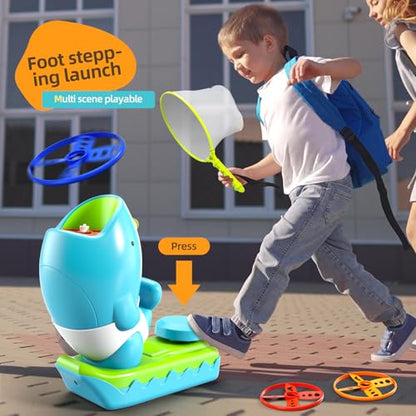 WATUDOU 12 PCS Flying Disc Launcher Outdoor Indoor Game Toys Gifts for 3 4 5 6 7 Year Old Boys Kids, Outdoor Outside Game Toys for Boys Girls Ages 3-5 4-8, Ideal 3 4 5 6 Year Old Birthday Gifts - style: 15 PCS
