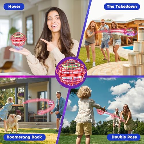 Tikduck Flying Orb Ball 2026 Toys Soaring Hover Boomerang Spinner Hand Controlled Mini Drone Cosmic Globe Spinning Kids Outdoor Fly Toy Birthday Gift Cool Stuff for Boys Girls 6 7 8 9 10+ Year Old - color: Red