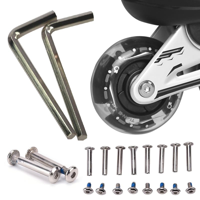 10 Pack Inline Skates Wheel Mounting Screws and Bolts Set Roller Skating Brake Mount Screw Bolt Kit for Roller Blade Wheels Replacement Adjustable Inline Skate Roller Hockey Wheels Repair
