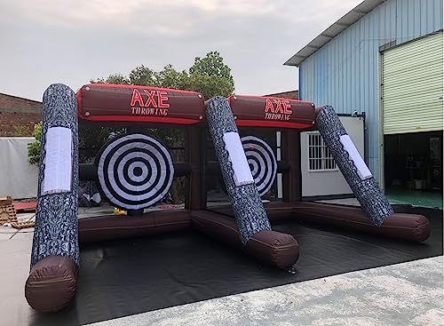 Inflatable Axe Throwing Game + Inflatable Ball Toss Target Dart Board for Backyard/Birthday/School/Team/Party Events, Double Darts for 2 Players with 24 Axes+16 Toss Ball+ 8 Soccer Balls