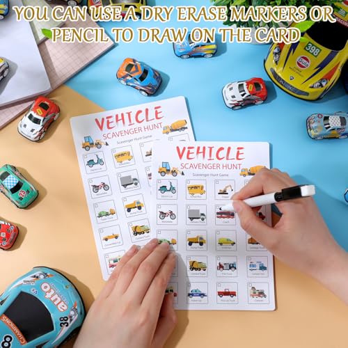 Hoolerry 30 Pcs Scavenger Hunt for Kids Road Trip Game Car Spring Summer Wedding Scavenger Hunt Cards Travel Activities Camping Games Outdoor Indoor Seek Activity for Kids Adults (Vehicles) - style: Vehicles