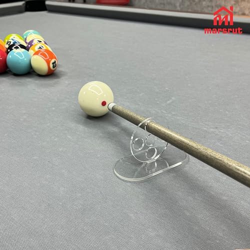 2PCS Billiard Training Aids Cue Ball Trainer Stroke Tool, Pool Angle Shot Equipment Aim Practice Exerciser w Non-Slip Base, Transparent 5 Hole Design Snooker Rod Helper, Accuracy Control for Beginner