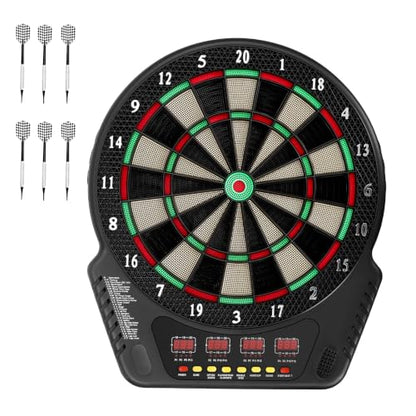 Electronic Dart Board Set with 27 Games & 4 LED Digital Scoreboard for 8 Players Electric Dartboard for Adults Includes 6 Darts Innovative Dart Machine