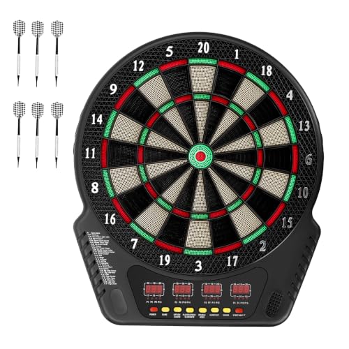 Electronic Dart Board Set with 27 Games & 4 LED Digital Scoreboard for 8 Players Electric Dartboard for Adults Includes 6 Darts Innovative Dart Machine