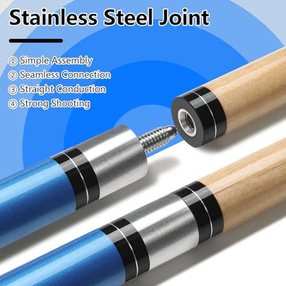 Pool Cue, 58" Pool Cue Sticks for Adults with 13MM Tips Canadian Maple Wood Leather Pattern Grip 18 19 20 21 oz, Professional Billiard Cues Players for Bar House Pool Table Sports 8/9 Ball - style: Set of 4