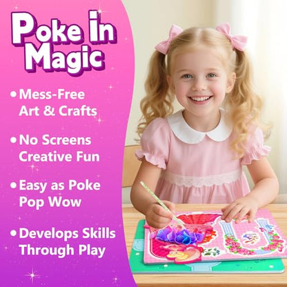 Poke in Magical Princesses, Christmas Birthday Gifts for 3 4 5 6 7 8 9 Year Old Girls, No Mess Girls Toys Age 6-8, DIY Arts and Crafts for Kids 4-6, Creative Activity Travel Toy - style: Poke in Magical