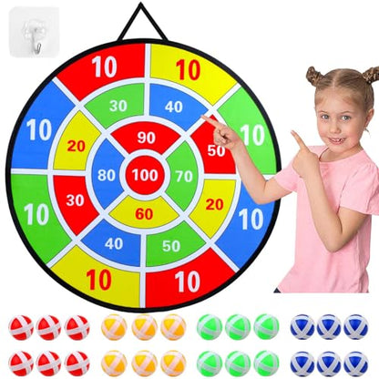 29" Kids Dart Board Game Set, Large Dart Board Toys with 24 Sticky Balls, Sticky Dart Board Indoor Outdoor Sport Fun Party Game Toys for Kids Boys Girls Ages 3 4 5 6 7 8 9 10