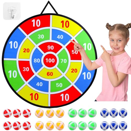29" Kids Dart Board Game Set, Large Dart Board Toys with 24 Sticky Balls, Sticky Dart Board Indoor Outdoor Sport Fun Party Game Toys for Kids Boys Girls Ages 3 4 5 6 7 8 9 10