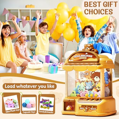 Large Claw Machine for Kids, Musical Electronic Arcade Game Console with Adjustable Sound, Christmas and Birthday Gift for Kids, Includes 30 Toys & 24 Game Coins & 20 Surprise Eggs - color: Khaki
