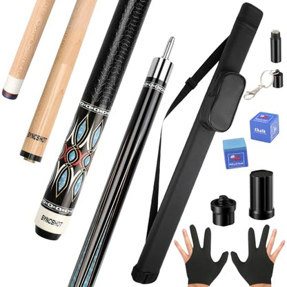 Professional Pool Cue Stick with Hard Case, 58" Canadian Maple Billiard Cue & 12.5mm Multi-Layer Rainbow Tip, Pool Cue Set with 3 Accessories, 19/20/21oz Billiard Stick (Selectable) - size: 21oz, style: Style 1
