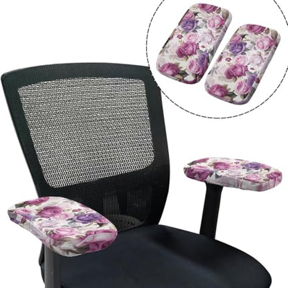 Office Chair Covers Rose Armrest Pads Elastic 4-Piece Set Stretchable Reusable Soft Desk Chair Seat Cover for Home Office and Gaming Setup - color: Rose