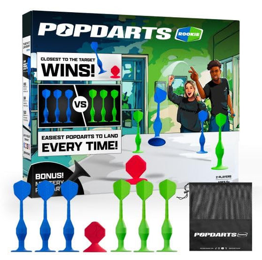 Popdarts Game Rookie Pack – Beginner-Friendly Suction Cup Dart Game for Kids, Families, and New Players | Indoor & Outdoor Target Toss Game | Fast Setup, Durable, Simple Rules, and Fun for All Ages! - color: Blue & Green