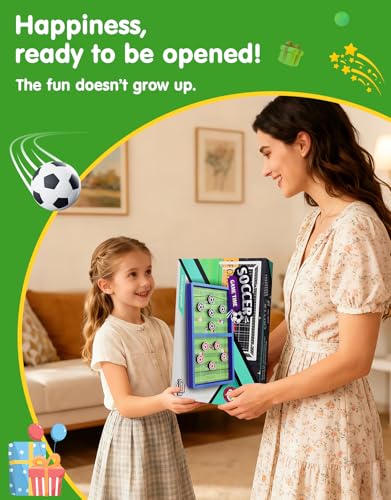 Sling Puck Game – Fast Slingshot Board Game with Soccer Theme Panel – Includes 10 Country Stickers + Soccer Ball Stickers for Pucks – 2 Player Tabletop Hockey Family Night – Kids Games Ages 3+
