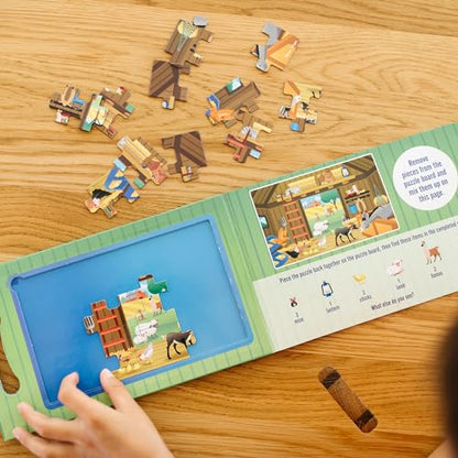 Melissa & Doug Take-Along Magnetic Jigsaw Puzzle Set – On the Farm (2 x 15 Piece) Travel Activity Toy for Preschoolers and Kids Ages 3+ - FSC Certified - style: Farm