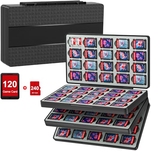 QuoLumPIA 120 Game Case for Nintendo Switch 2/OLED/Lite - Hard Shell & Magnetic Closure, Shockproof & Scratchproof, Holds 120 Game Cards & 240 SD Cards - Portable Travel Organizer, Festival Gift - size: 120