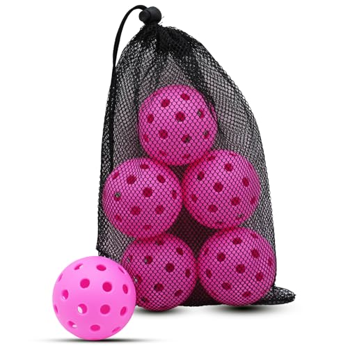 Magicorange Pickleball Balls,USAPA Approved 40 Holes Outdoor Pickleballs - color: Pink, size: 6 Pack