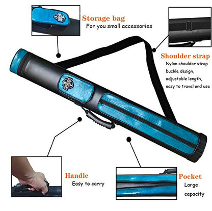 2x2 Hard cue case Oval Pool Cue Billiard Stick Carrying Case - color: A01-Turquoise