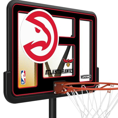 Lifetime NBA Atlanta Hawks Portable Basketball Hoop, Adjustable Height 7.5-10 Ft, 44 Inch Shatterproof Fusion Backboard, Base with Wheels - color: Atlanta Hawks