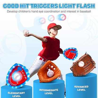 CozyBomB Toss and Catch Ball Game Set - Toddler Sports and Outdoor Toys, Sticky Baseball Glove Catch Games for Kids, Birthday Gifts for 3-10 Year Old Boys Girls (4 LED Paddle 6 Balls Vibration Flash)