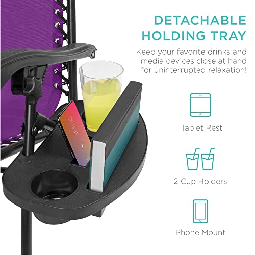 Best Choice Products Set of 2 Adjustable Steel Mesh Zero Gravity Lounge Chair Recliners w/Pillows and Cup Holder Trays - Amethyst Purple - color: Amethyst Purple, size: Standard