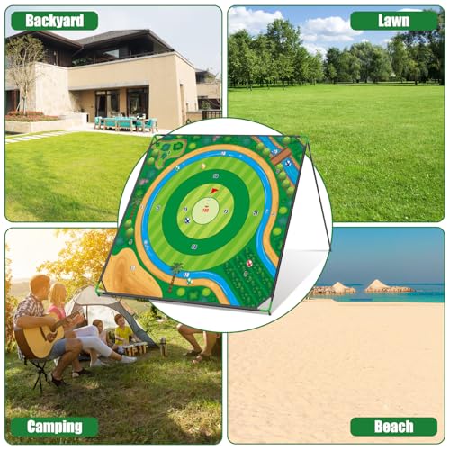Mostop Large Golf Chipping Game, Outdoor Backyard Lawn Game for Adults Teens,70x70 Inch Chipping Mat with 20 Sticky Balls, Portable Indoor Outdoor Chipping Golf Gift for Dad, Men, Women & Family