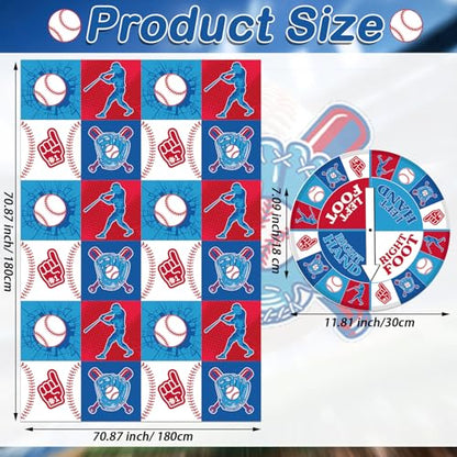 Civaner 3 Pcs Baseball Game for Kids with Spinner Baseball Conversation Party Game for Kids with Conversation Play Mat Spinner for Parties Classrooms School Activities