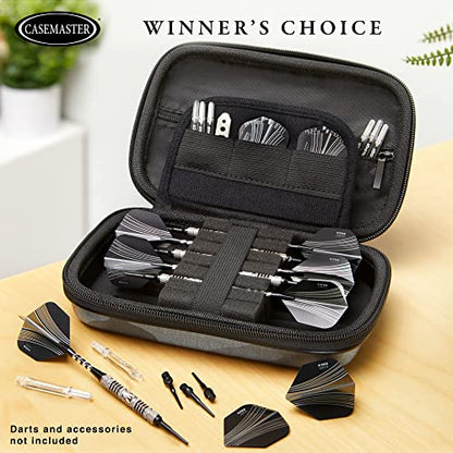 Casemaster Sentinel 6 Dart Case, Holds Extra Accessories, Tips, Shafts and Flights, Compatible with Steel Tip and Soft Tip Darts, Impact & Water Resistant Tactech Shell, Black Camo - color: Black Camo