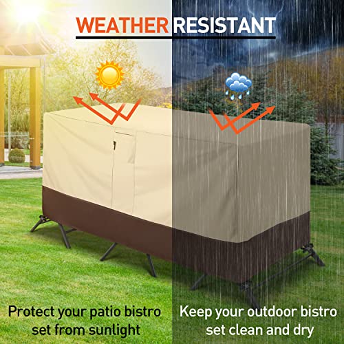Arcedo Patio Bistro Cover, Waterproof Outdoor Furniture Cover, Heavy Duty Patio Bar Table and Chairs Covers, 80"L x 32"W x 30"H, Beige & Brown - size: Bistro: 80"L x 32"W x 30"H, style: Bistro