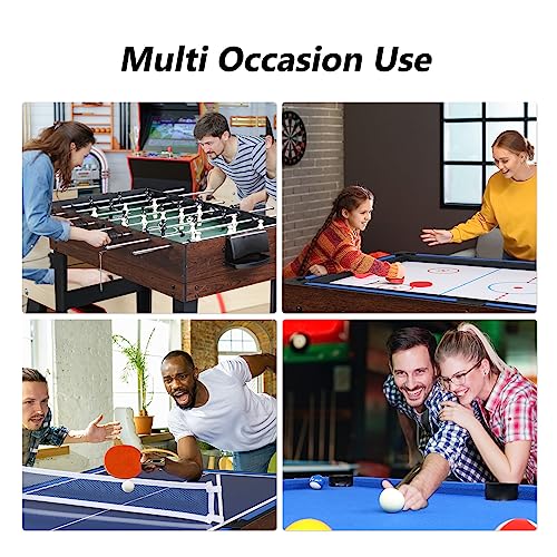 PEXMOR 10-in-1 Multi Game Set for Adults and Family, 48" Game Table with Hockey, Foosball, Pool, Ping Pong, Shuffleboard, Chess, Checkers, Bowling, Backgammon