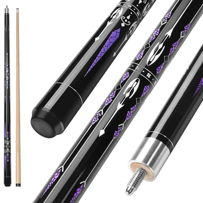 Pool Cue, 58" Billiard Cue Stick 2-Piece Maple Wood Pool Cue Stick 18 19 20 21oz for Bar House Pool Table Sports - color: Purple 21oz
