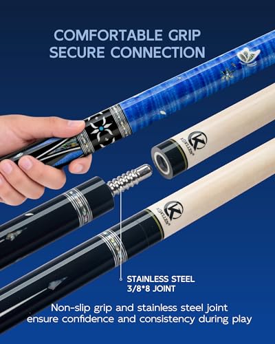 KONLLEN KL-KB Low Deflection Maple Billiards Cue Pool Cue Stick Real Wood Abalone Shell Inlay Wrapless 12.5mm Tip - color: AK-KB-2-set3