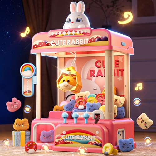 Eohemeral Large Rabbit Claw Machine for Kids, No Assembly Required - Vending Machine with Volume Control & Music, Toy Prize Dispenser - Birthday Gift for Boys & Girls Age 3 4 5 6 8 - style: Rabblit