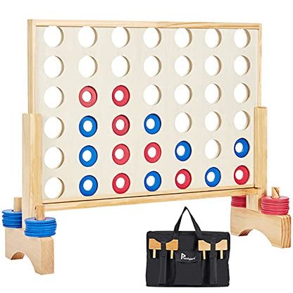 Giant Wooden 4 in a Row and Six Player Croquet Set 28"