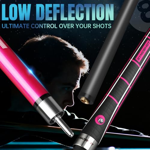 Carbon Fiber Pool Cue Stick 58" Professional Pool Sticks for Adults Full Carbon Technology Tacos De Billiar Low Deflection Billiard Pool Table Cues 3 Colors Available - color: Rose Red-H1