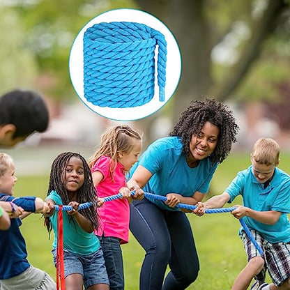NEBURORA 20FT Tug of War Rope for Adults Outdoor Games Field Day Family Reunion Summer Outside Yard Backyard Lawn Camping Picnic Carnival Party Games Blue - color: Blue