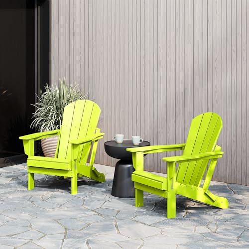 WestinTrends Malibu 2 Piece Set Outdoor Folding Poly Adirondack Chair, Lime - color: Lime, size: 2 Chair