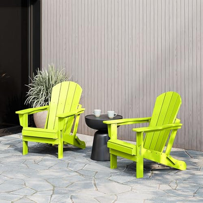 WestinTrends Malibu 2 Piece Set Outdoor Folding Poly Adirondack Chair, Lime - color: Lime, size: 2 Chair