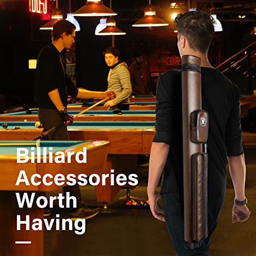 Adhafera Pool Cue Case, 2 X 2 Hard Pool Stick Case, Made of Faux Leather Billiards Accessories - color: Brown