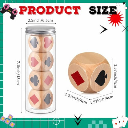 Seenelling 4 Pcs Wooden Marker Dice with Storage Box Big Size 1.57''(4cm) Ace Indicator Wooden Suit Dice Cube Clear Prints Euchre Cube Great Gift for Euchre Poker Cards Game (Brown,1.57'')
