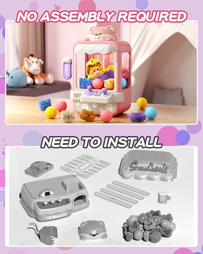 Jovow Claw Machine for Kids, Mini Vending Machine with Music, Prize Dispenser Toys for Girls and Boys, Electronic Claw Game Machine for Party Birthdays, Includes 35 Mini Toys (Small)