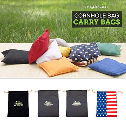 Play Platoon Cornhole Bag Holder - Tote Bag for Carrying Corn Hole Bean Bags - size: 8, Black String