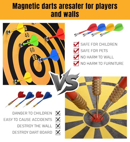 Magnetic Dart Board Outdoor Games for Kids 8-12, Teen Boys Gift Ideas for Birthday, Cool Toys for Teenage Activities Age 6 7 8 9 10 11 12 13 14 15 16 Years - style: Gift Box