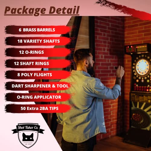 Soft Tip Darts Set - Professional Darts with Customizable Configuration, Aluminum & Plastic Shafts, O-Rings, Flights, Dart Tool, 50PC Extra 2BA Tips - color: 19g-Red A-STC10441