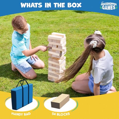Giant Stack 'N' Fall - Classic Wooden Block Game, Indoor & Outdoor Play, Travel Bag, Party-Table-Backyard Activity, Family Age 3+ - style: Stack 'N' Fall