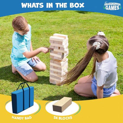 Giant Stack 'N' Fall - Classic Wooden Block Game, Indoor & Outdoor Play, Travel Bag, Party-Table-Backyard Activity, Family Age 3+ - style: Stack 'N' Fall
